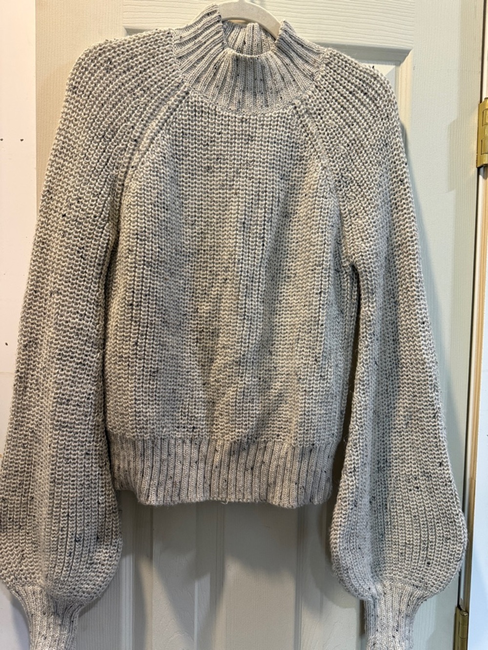 Doen Gray Chunky Turtleneck alpaca Sweater with Balloon Sleeves size Small